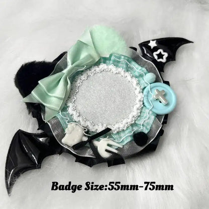 Itabag Badge Stand with Cat Ears & Bat Wings – Handmade Anime Pin Holder