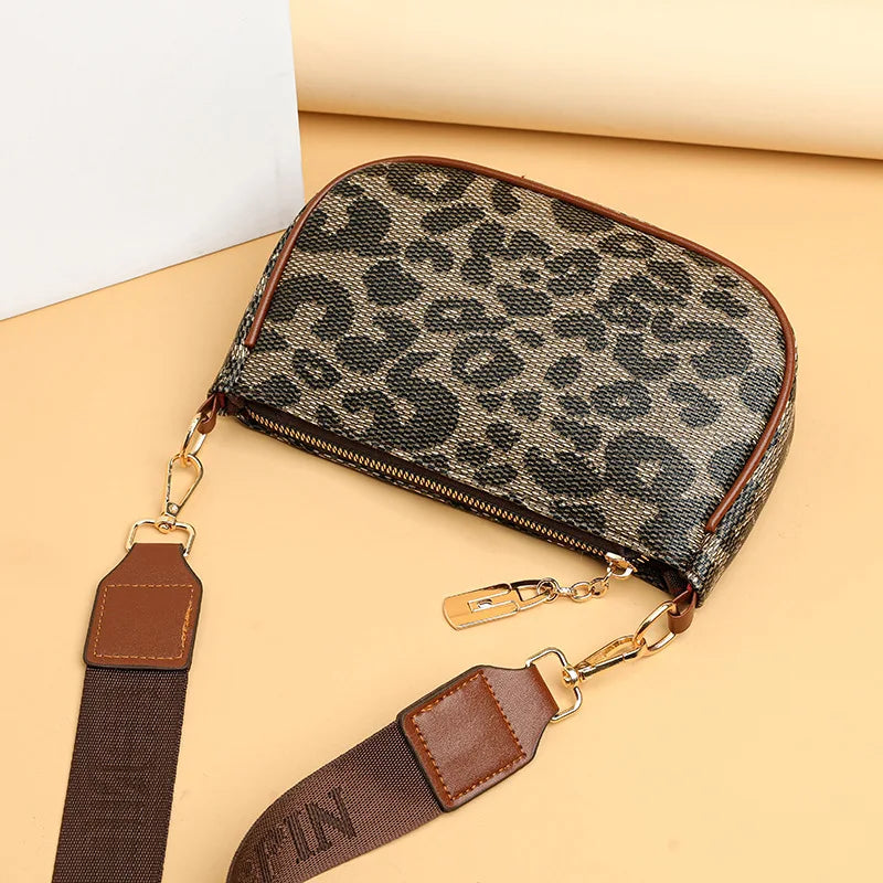 Leopard Print Crossbody Bag – Women's Faux Leather Shoulder Purse