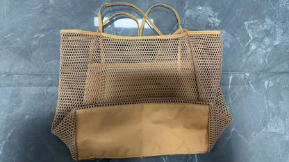 Homefish Large Capacity Woven Polyester Beach Tote Bag Women Durable Open Top Travel Shopping Daily