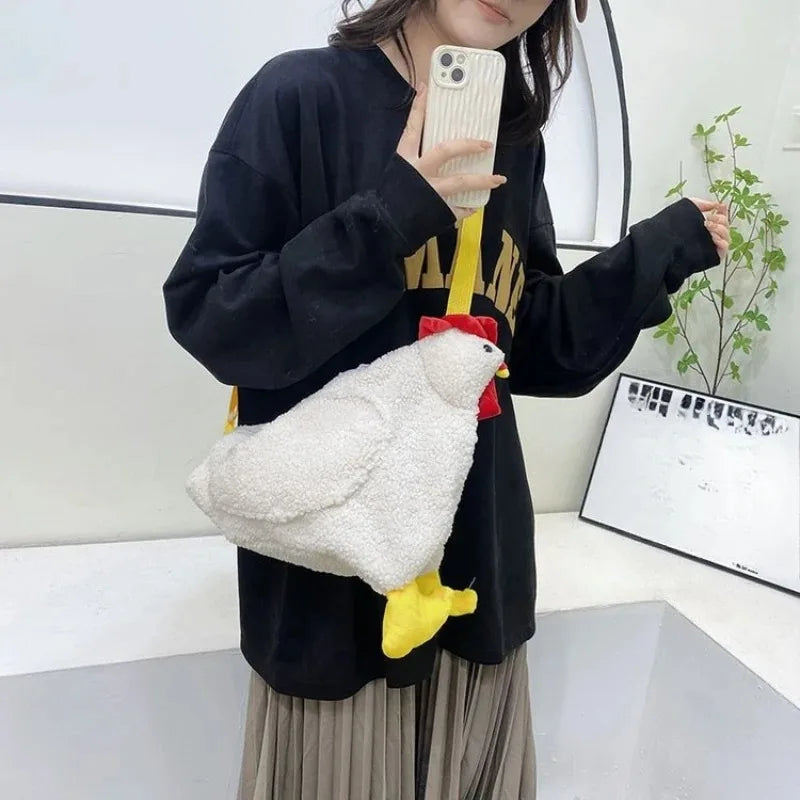 Chicken Crossbody Bag – Funny Plush Cartoon Shoulder Bag for Women