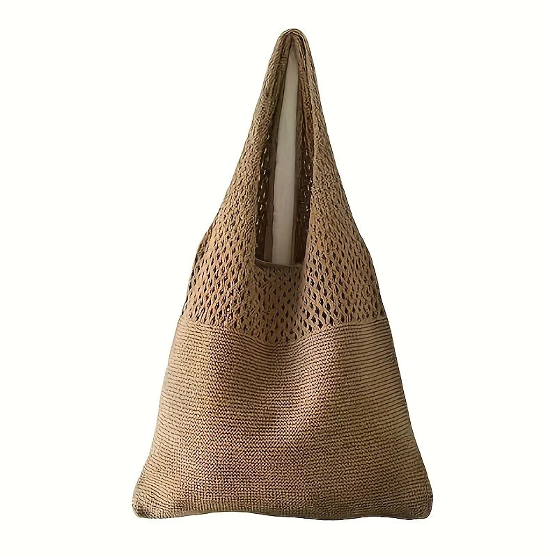 Bohemian Knit Tote Bag for Women – Openwork Beach Shoulder Bag
