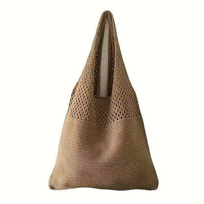 Bohemian Knit Tote Bag for Women – Openwork Beach Shoulder Bag