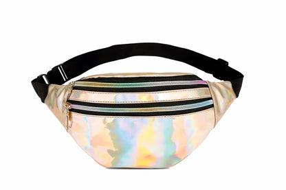 Ladies Laser Waist Bag Pu Multi-Function Color One Shoulder Sling Large Capacity Mobile Phone