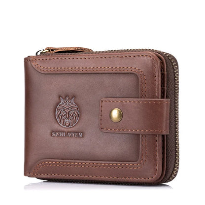 Cowhide Rfid Anti-Theft Brush Genuine Leather Horizontal Wallet