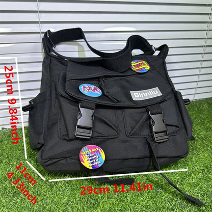 Men's Crossbody Shoulder Bag with Badge Bear Charm – School & Travel