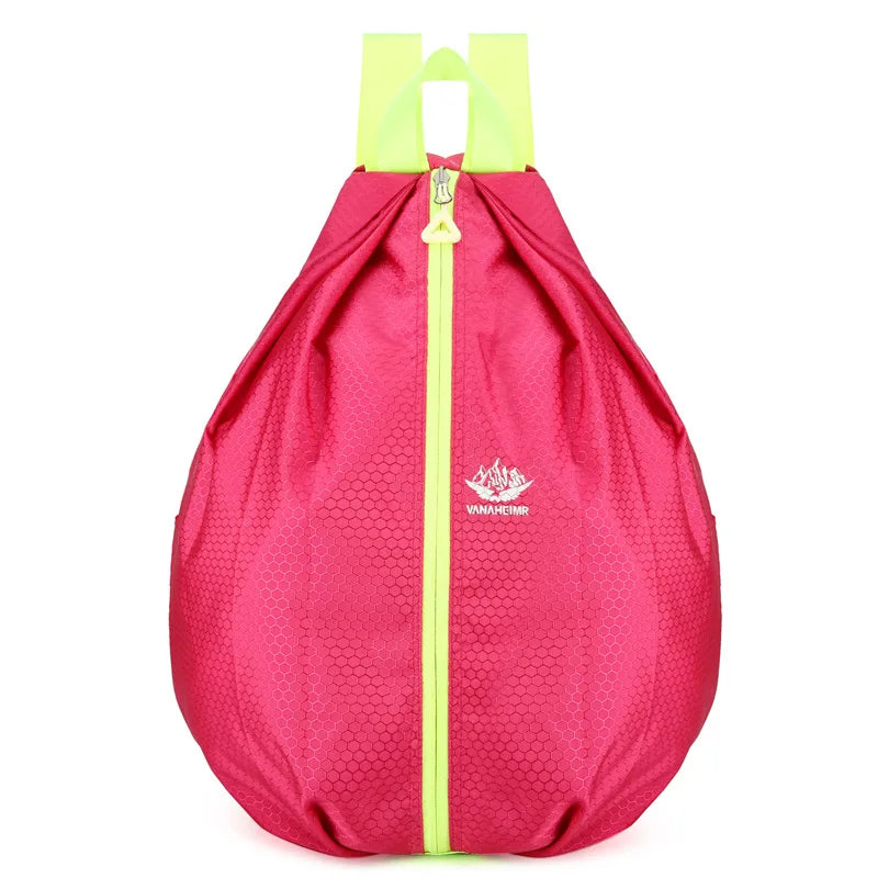 Folding Shoulder Sports Backpack Middle Zipper Outdoor Travel Portable Anti-Spill