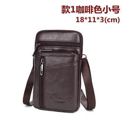 Men S Crossbody Bag Real Leather Belt Mobile Phone Waist Cowhide Shoulder 7