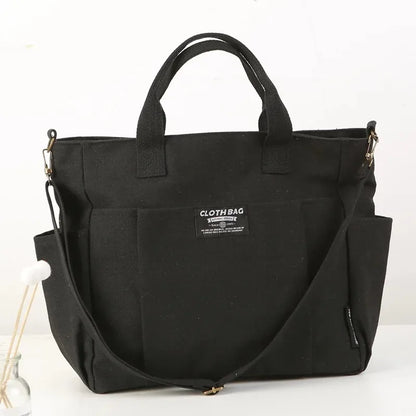 Canvas Multi-Pocket Tote Bag – Large Handbag with Detachable Strap