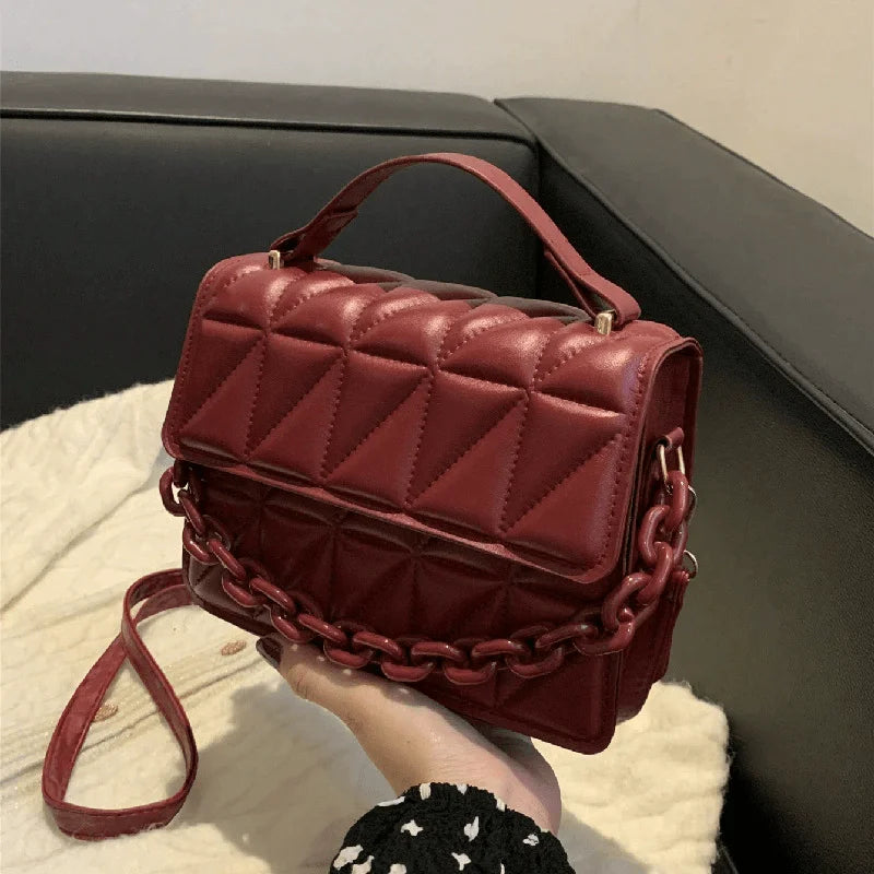 Quilted Crossbody Bag Women's Mini Handbag with Chain Strap