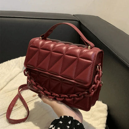 Quilted Crossbody Bag Women's Mini Handbag with Chain Strap