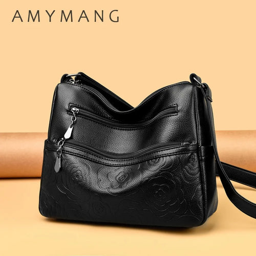 Embossed Floral Crossbody Bag for Women – Multi-Pocket