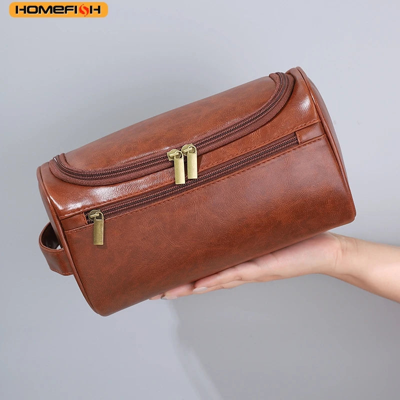 Homefish Men Pu Vintage Luxury Toiletry Bag Travel Necessary Business Cosmetic Makeup Cases Male