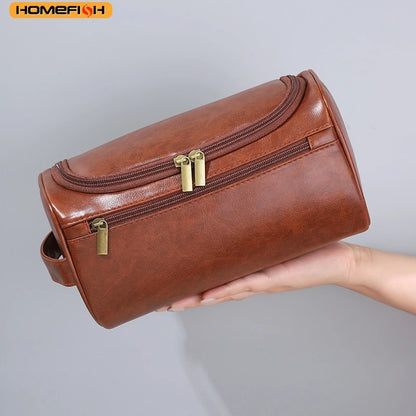 Homefish Men Pu Vintage Luxury Toiletry Bag Travel Necessary Business Cosmetic Makeup Cases Male