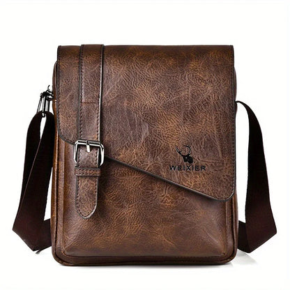 Men S Vintage Casual Crossbody Bag Versatile Business Shoulder Bag Pu Leather Messenger Bag Men Flip
