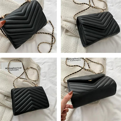 Quilted Chevron Chain Crossbody Bag – Women's Luxury Shoulder Purse