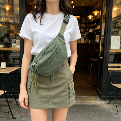 Cozy Corduroy Crossbody Bags Men S Women Chest Bag Street Style Sports Shoulder Bag
