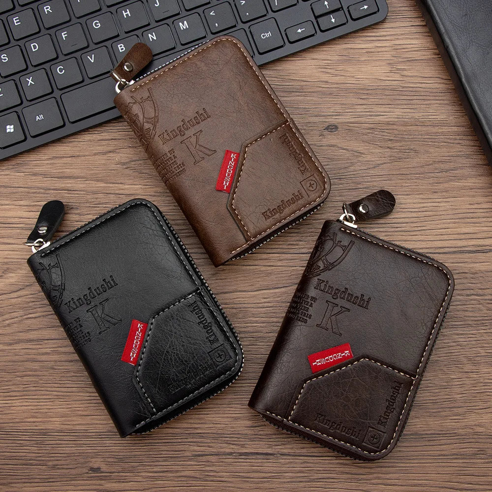 Homefish Vintage Slim Wallet Zipper Rfid Blocking 11 Slot Card Holder Retro Style Gift Men Women