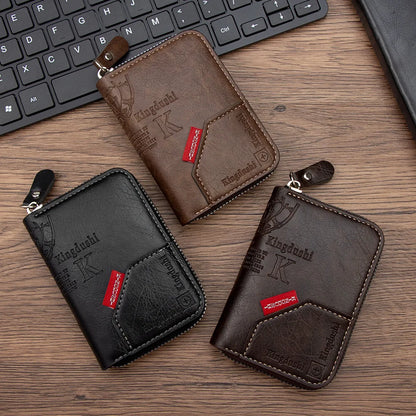 Homefish Vintage Slim Wallet Zipper Rfid Blocking 11 Slot Card Holder Retro Style Gift Men Women