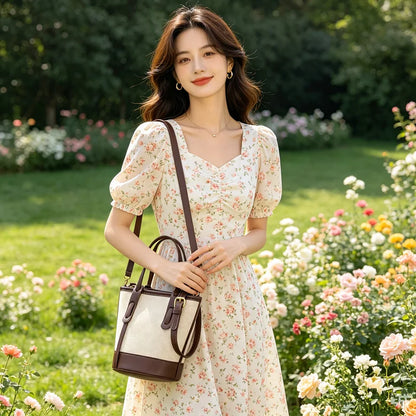 Canvas Leather Crossbody Bag – Vintage Handbag for Women
