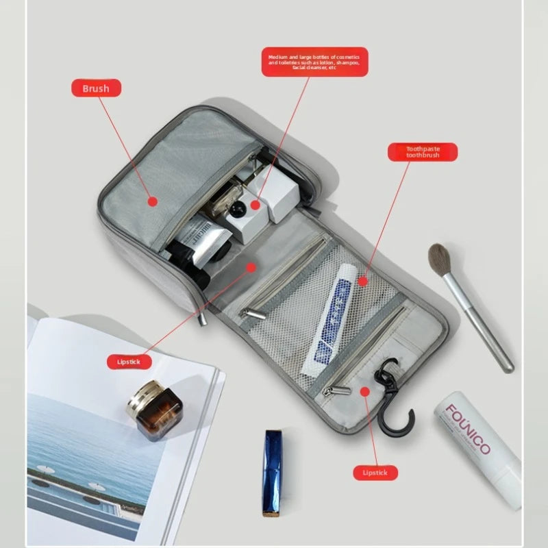 Hanging Travel Toiletry Bag – Waterproof Cosmetic Organizer with Hook