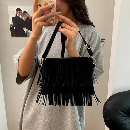 Vintage Tassel Fringe Crossbody Bag for Women