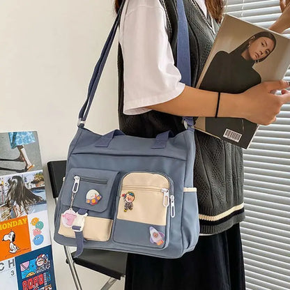 Kawaii Canvas Crossbody Bag – Japanese Style Shoulder Bag for Women & Students