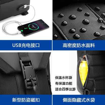 Men S Crossbody Buckle Usb Chest Bag Oxford Fabric Waterproof Large Capacity Crossbody Chest Bag