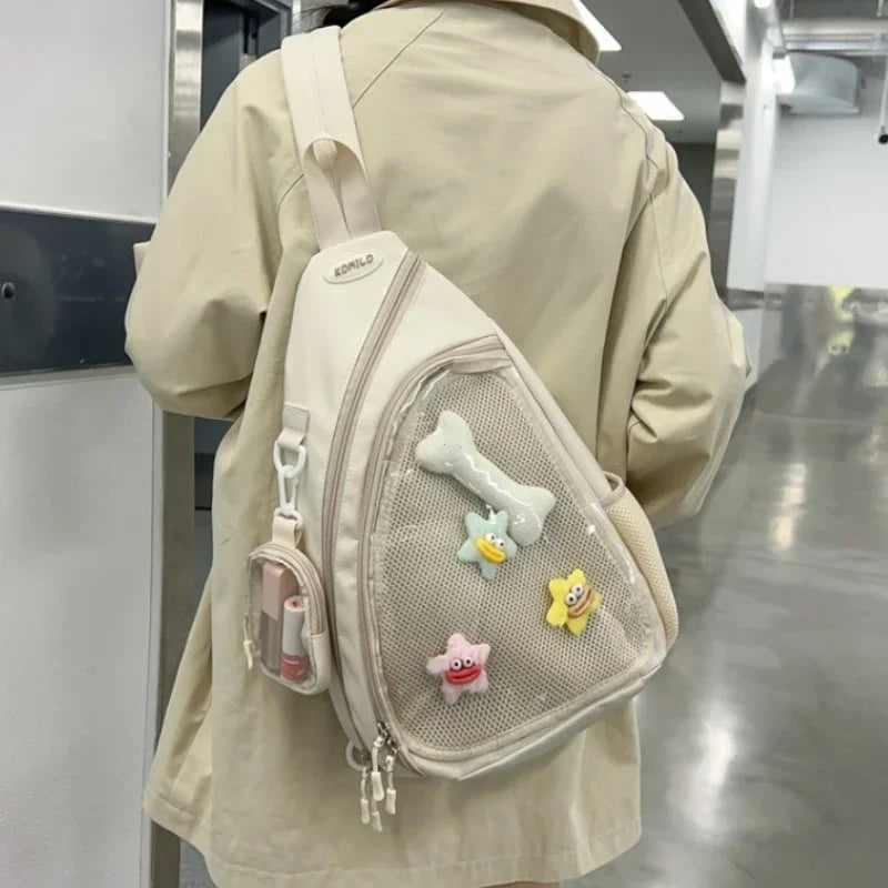 Casual Travel Transparent Zipper Shoulder Bag Vintage Women All Match Simple Ita Y2k Girls Crossbody