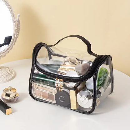 Clear Makeup Bag with Top Handle – Waterproof Travel Toiletry Organizer