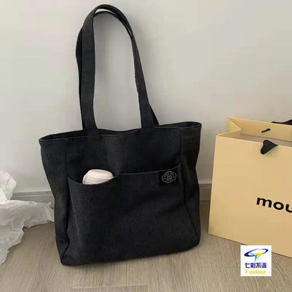 Large Canvas Tote Bag – Women's Soft Shoulder Bag for Students