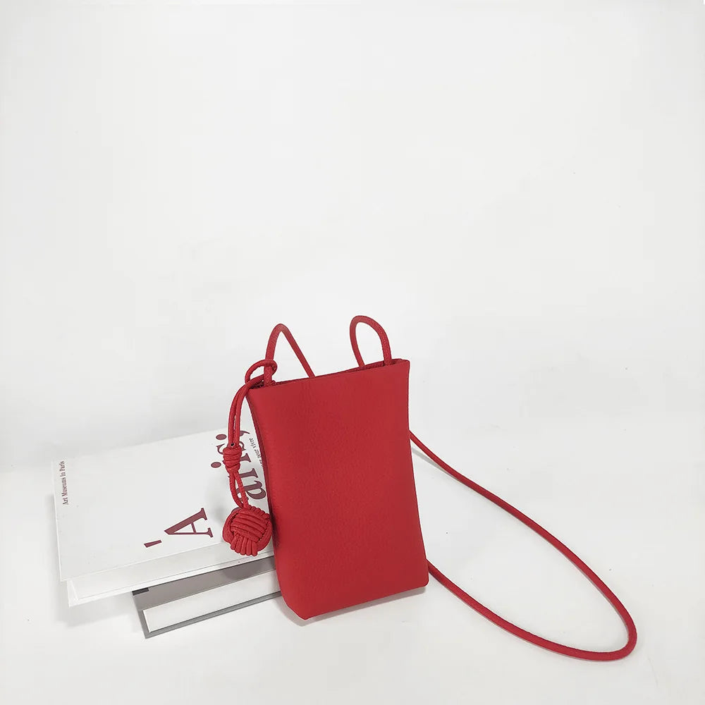 Mini Genuine Leather Mobile Phone Storage Top Layer Cowhide Simple Versatile Small Crossbody Bag