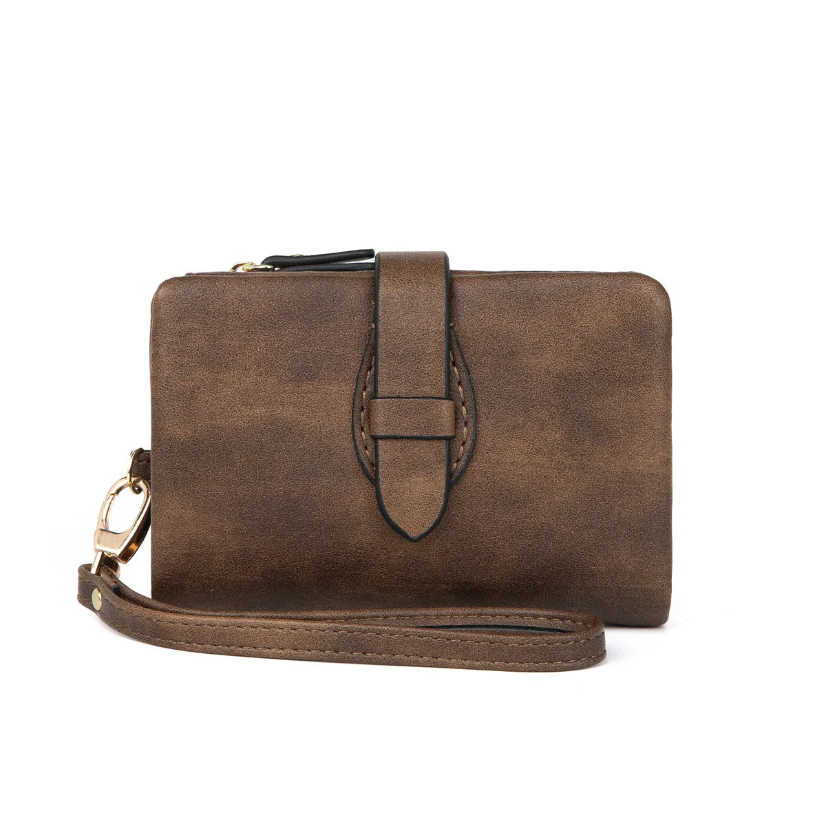 Rfid Ladies Purse Pu Soft Leather Three Fold Short Retro Zipper Clasp Pocket Change Collector - Soft