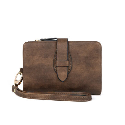 Rfid Ladies Purse Pu Soft Leather Three Fold Short Retro Zipper Clasp Pocket Change Collector - Soft