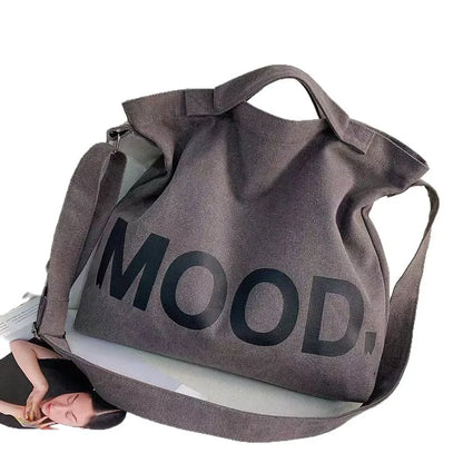 Canvas Hobo Shoulder Bag with Wide Strap – Casual Tote Handbag