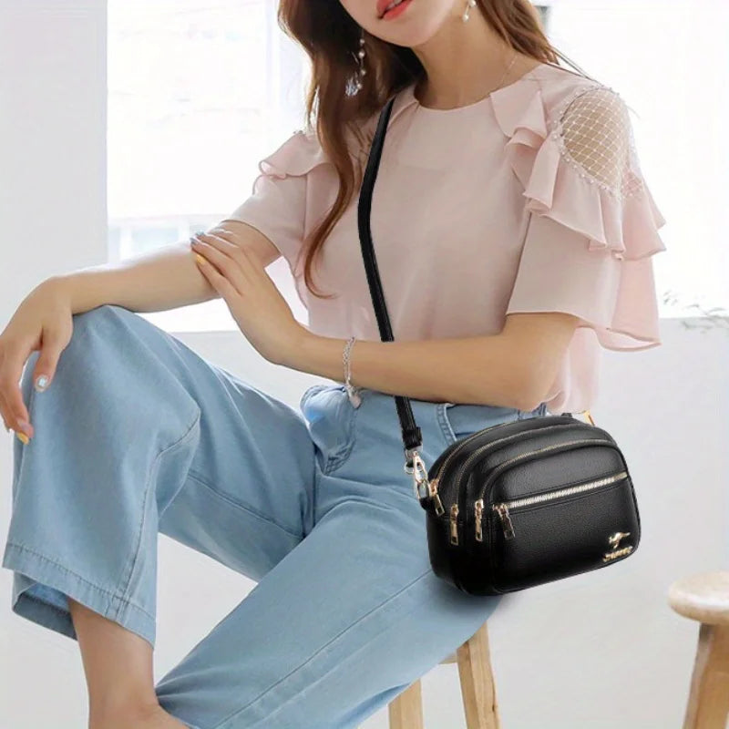 Multi-Pocket Crossbody Bag for Women – Soft Leather Shoulder Bag