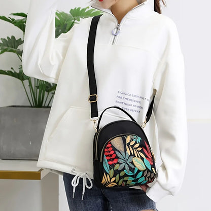 Multi Layer Crossbody Bag Mini Dome Handbag Ethnic Style Pattern Backpack Women