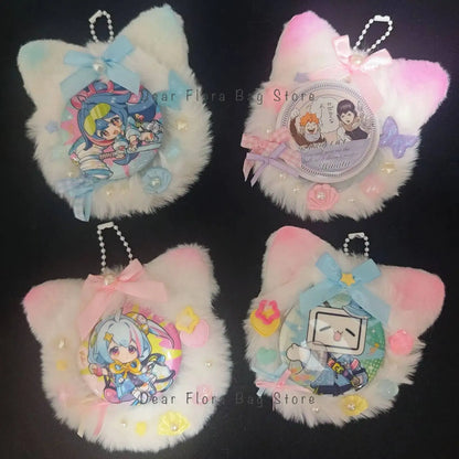 Plush Cat Ear Itabag Badge Stand – Handmade Anime Pin Holder