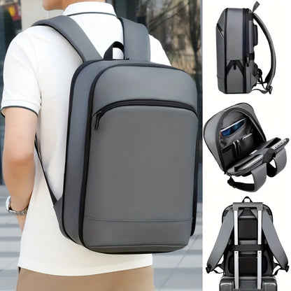 1pc Lightweight Backpack Mens Solid Color Expandable Business Durable Zipper Multi Compartment