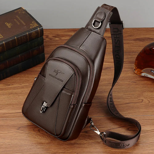 Men S Chest Bag Buckle Zipper Cross-Body Casual Shoulder Leather Large Capacity Business Backpack