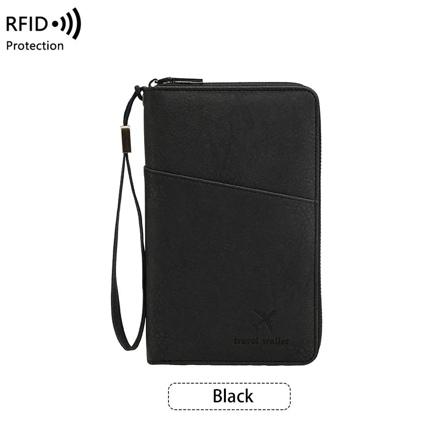 Rfid Blocking Passport Holder Multi-Functional Travel Document Organizer Ticket Storage Bag Wallet