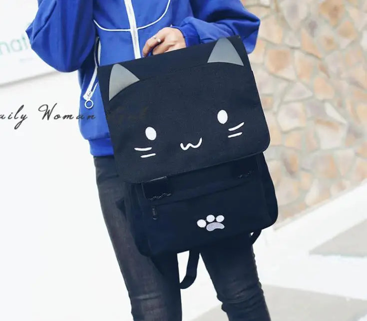 Japanese Stupid Cute 3d Cat Large Capacity Book Bag