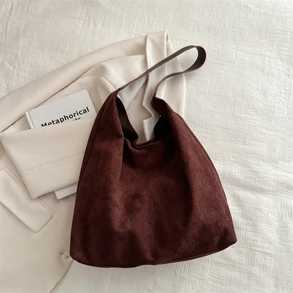 Faux Suede Women S Bag Simple Large Capacity Korean Version Trendy Casual Shoulder Armpit Bag Pure