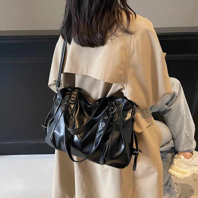 Oil Wax Leather Tote Bag for Women – Large Shoulder & Crossbody Handbag