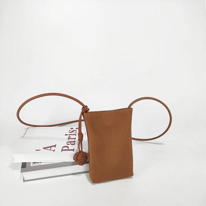 Mini Genuine Leather Mobile Phone Storage Top Layer Cowhide Simple Versatile Small Crossbody Bag