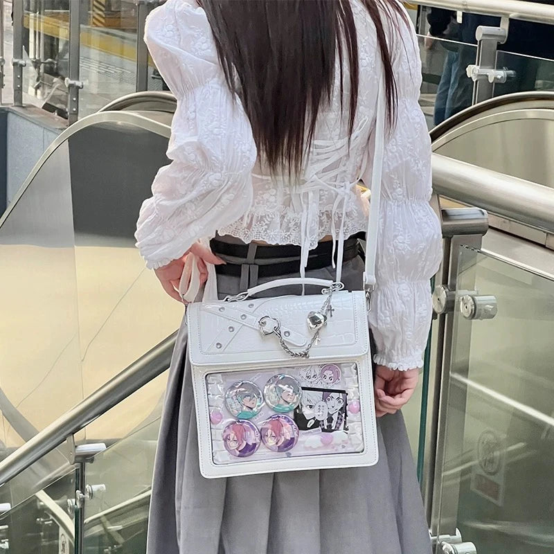 Gothic Ita Bag Transparent Pocket DIY Badge Crossbody