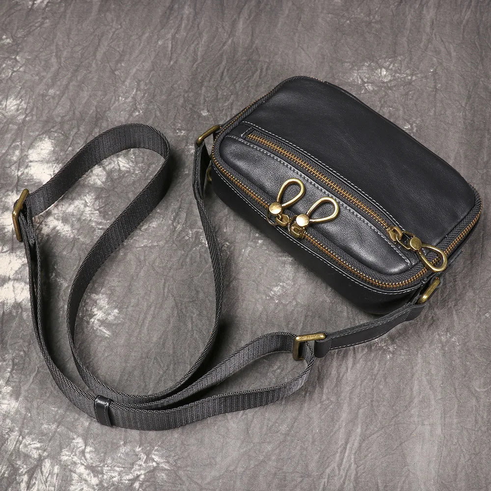 Men S Leather Shoulder Bag Cross Body Youth Large Capacity Mobile Phone Storage Crossbody