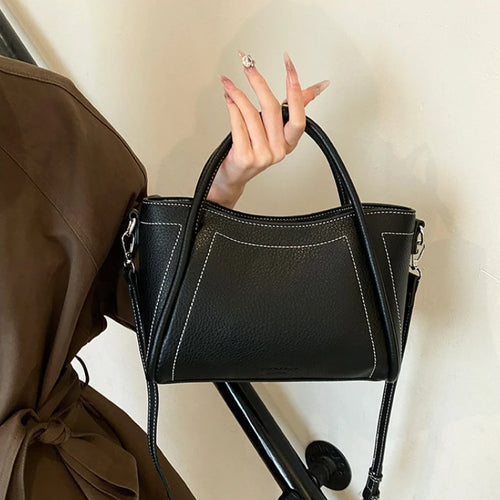 Leather Tote Bag – Vintage Top Handle Crossbody Handbag for Women