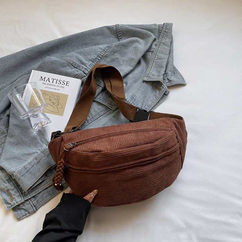 Corduroy Waist Bag – Women's Adjustable Crossbody Fanny Pack