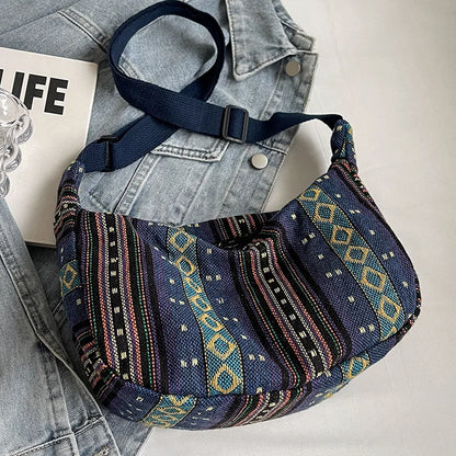 Boho Crossbody Bag – Ethnic Tribal Pattern Hobo Shoulder Purse