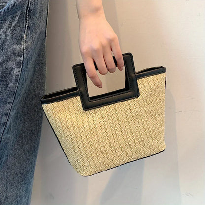 Straw Woven Tote Bag – Retro Summer Handbag for Women